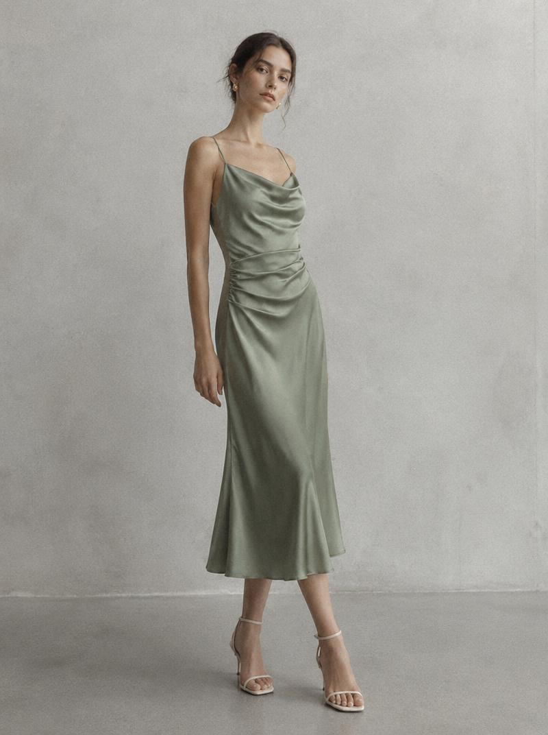 Camille Slip Dress — Bias-cut slip with a fine strap.